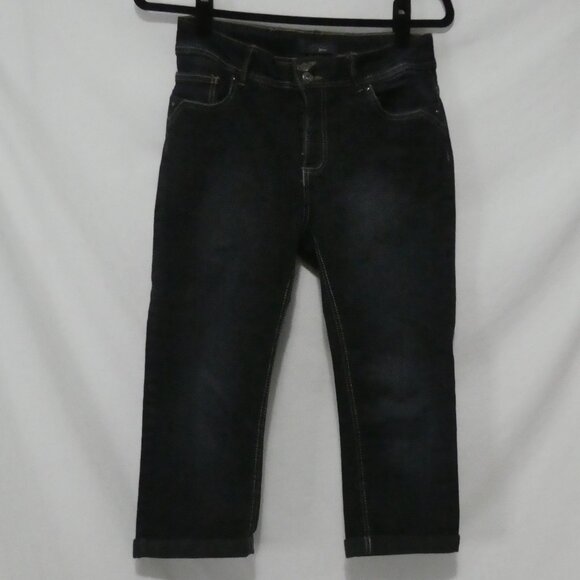 LIQUID X JEANS | size 7/8 | Trendy Dark Blue Rolled Up Jeans - Picture 1 of 16